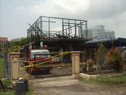 Jalan Petani Burnt house front view