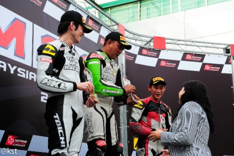 Ahmad Zamani at the podium in the SuperBike A Championship at the Malaysian Super Series 2013