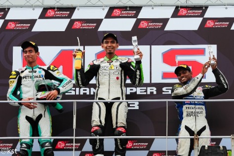 Ahmad Fuad Baharudin emerging Champion in the Supersports A at the Malaysian Super Series 2013.