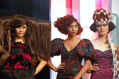 Hair by Elmer Tay (left) and Avier Ng (centre & right) - World Class Hair Show @ IBE 2013, KLCC