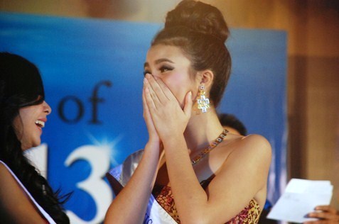 Jade Park reacts when she was named Miss Scuba Malaysia 2013
