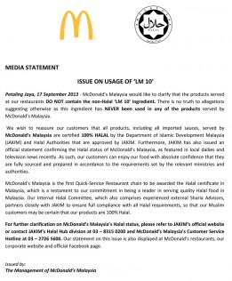 MC Donald's official statement
