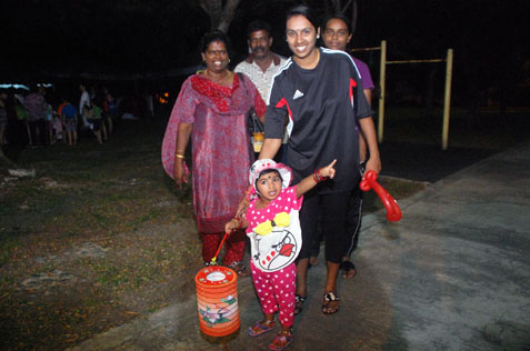 A child carrying paper lantern