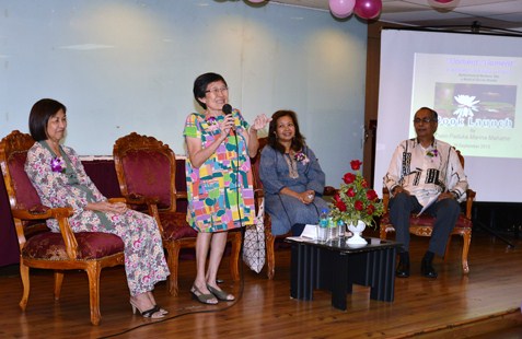 Barbara Yen addressing guests during her debut book launch