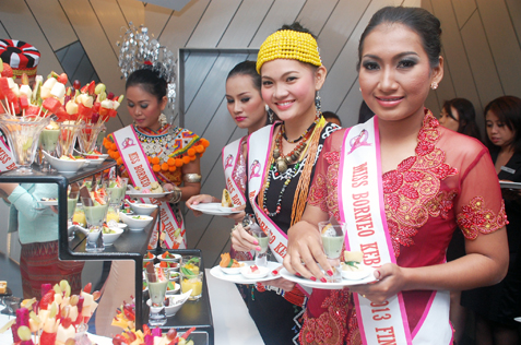 Borneo Kebaya 2013 finalists enjoying their food at Armada Hotel, Petaling Jaya on Nov 20, 2013 ahead of Miss Borneo Kebaya 2013 