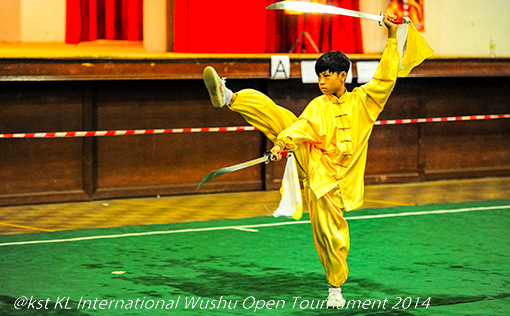 A young competitor in the double weapons category