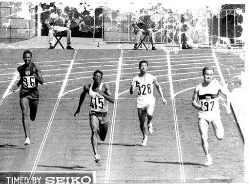 Dr Manikavasagam Jegathesan (second from left) of Malaysia at the 1964 Tokyo Olympics